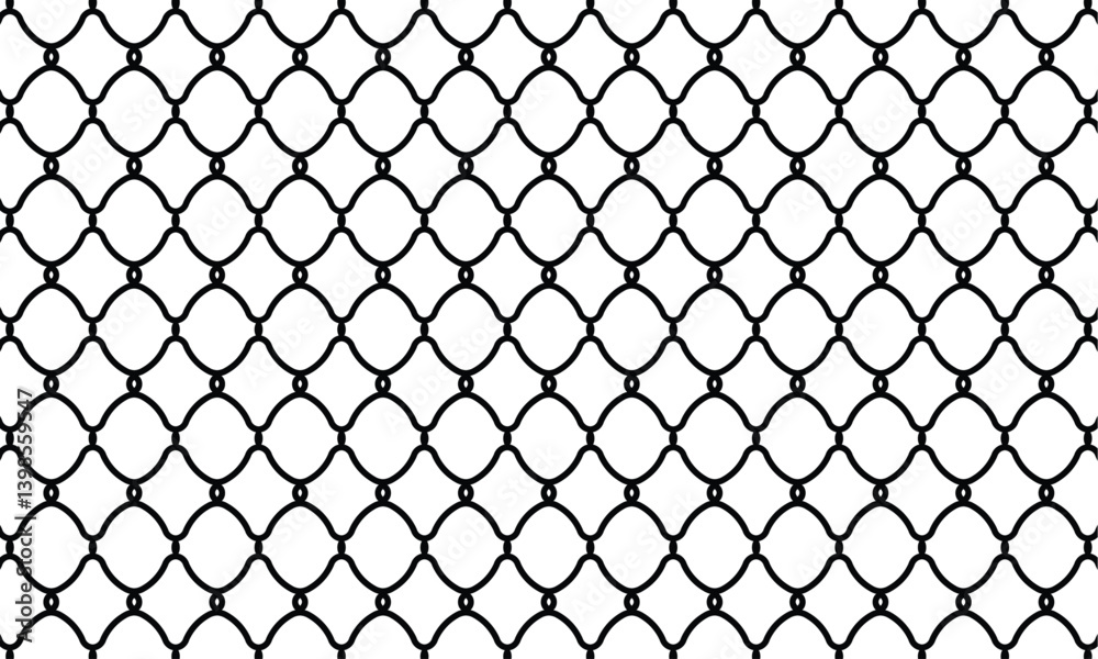 Fototapeta premium Seamless chain link fence on snow background.