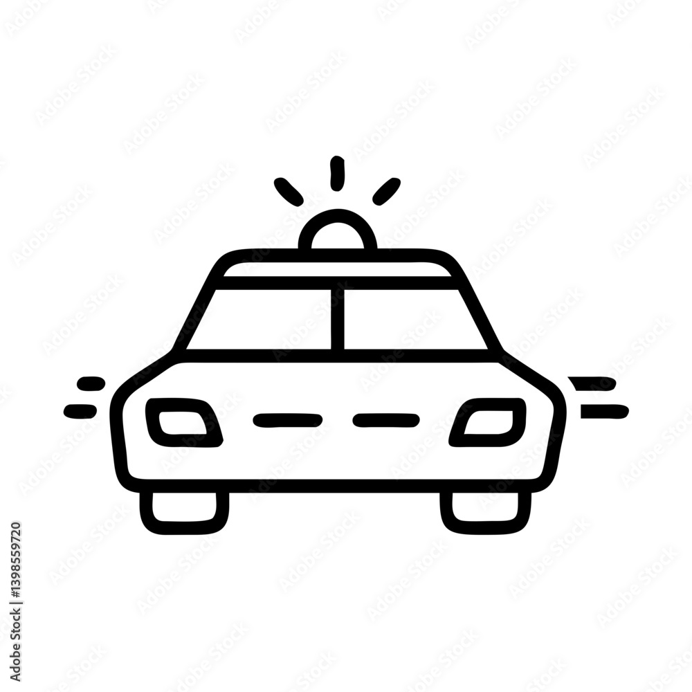 Police Car Icon for Law Enforcement and Security Themes Police Car Icon for Law Enforcement and Security Themes