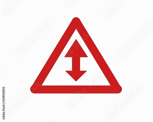 Minimalist icon: simple red warning triangle symbol containing a downward arrow, isolated, clearly signaling danger or decline. Free Download Minimalist icon: simple red warning triangle symbol containing a downward arrow, isolated, clearly signaling danger or decline. - GFXLoad