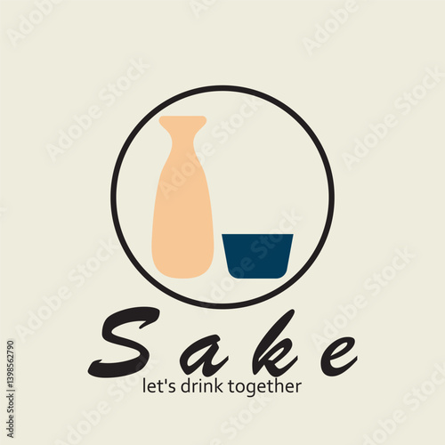 Sake logo icon vectorr illustration template design
