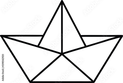 Paper Boat Icon Line Art Vector | Origami, Toy & Nautical Line Art