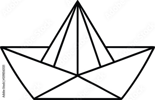 Paper Boat Icon Line Art Vector | Origami, Toy & Nautical Line Art