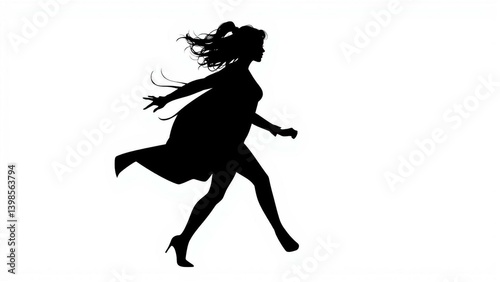 Dynamic Black Silhouette of a Woman in Motion A Striking Artistic Rendering