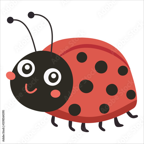 Cute smiling ladybug for children illustration. Vector illustration