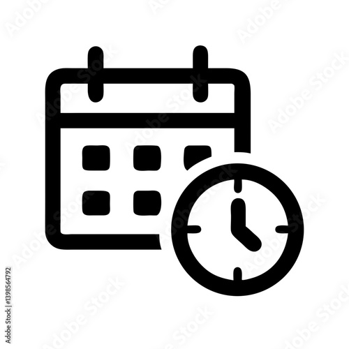 calendar clock  vector flat icon