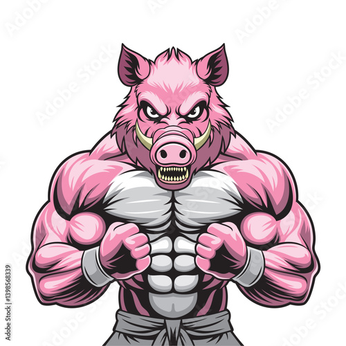 wildboar mascot vector illustration muscular wild boar design
