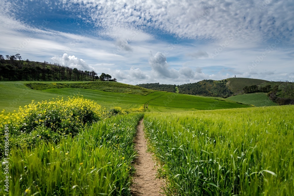 Beautiful spring landscape view from the north of Tunisia