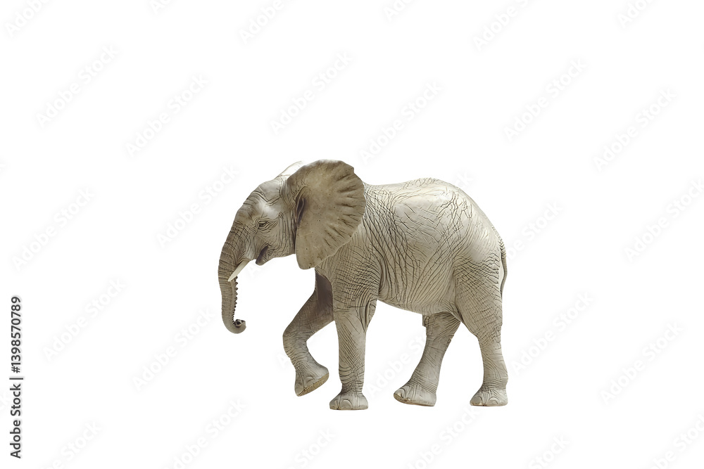 Obraz premium a small model of an elephant walking on a transparent background, PNG image, PNG file, Generative art.