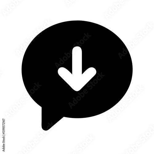 chat arrow down glyph  vector flat icon