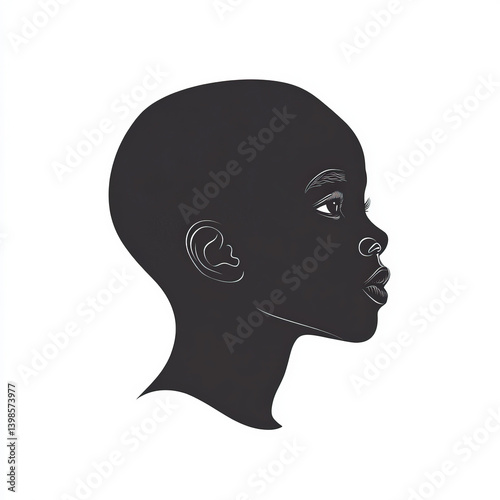 child head silhouette , bla...
