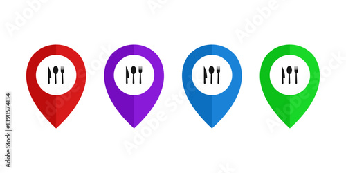 Map pin with restaurant icon set.