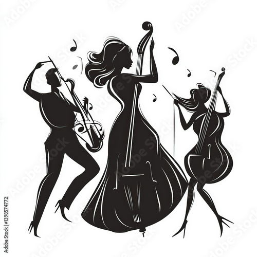 jazz silhouette , black and...