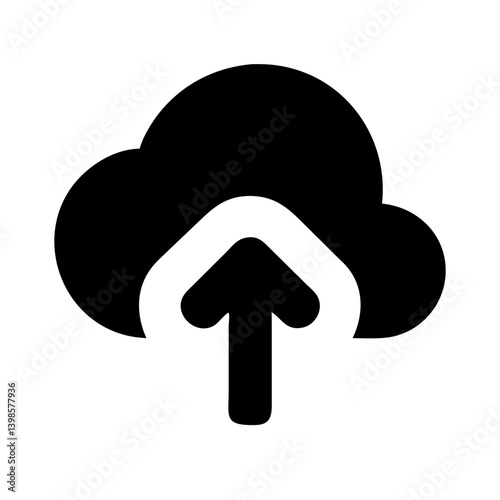 cloud upload alt glyph  vector flat icon