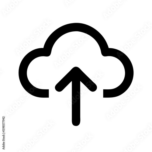 cloud upload glyph  vector flat icon