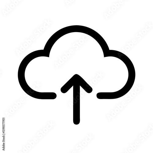 cloud upload glyph  vector flat icon