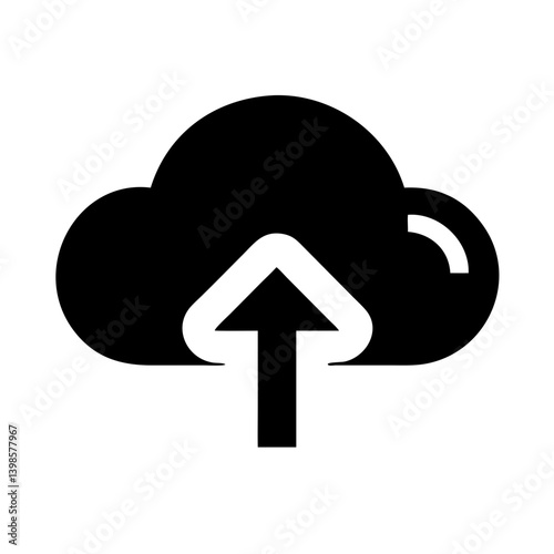 cloud upload glyph  vector flat icon