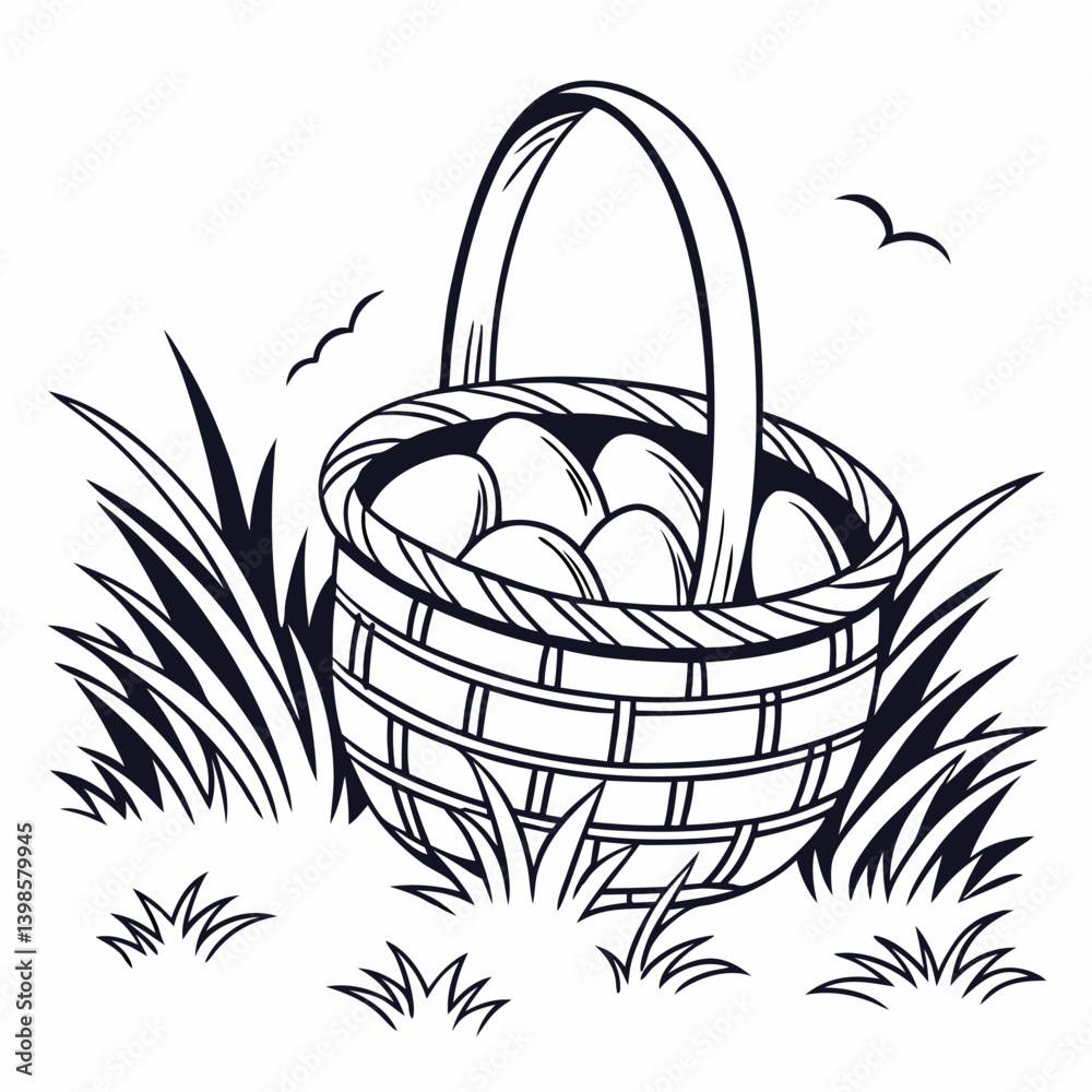 Fototapeta premium Egg Basket a premium AI-generated simple vector icon with an agriculture 