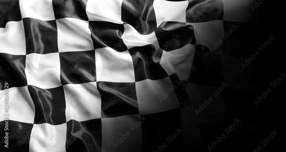 Checkered racing flag on black Checkered racing flag on black