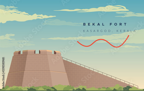 Bekal Fort - built by Shivappa Nayaka of Keladi near Kasargod, Kerala - Stock Image