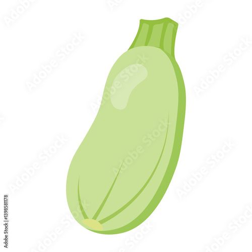 Simple light green zucchini illustration Perfect for healthy food projects, vegetarian cooking content, garden themes, farming visuals and organic lifestyle design