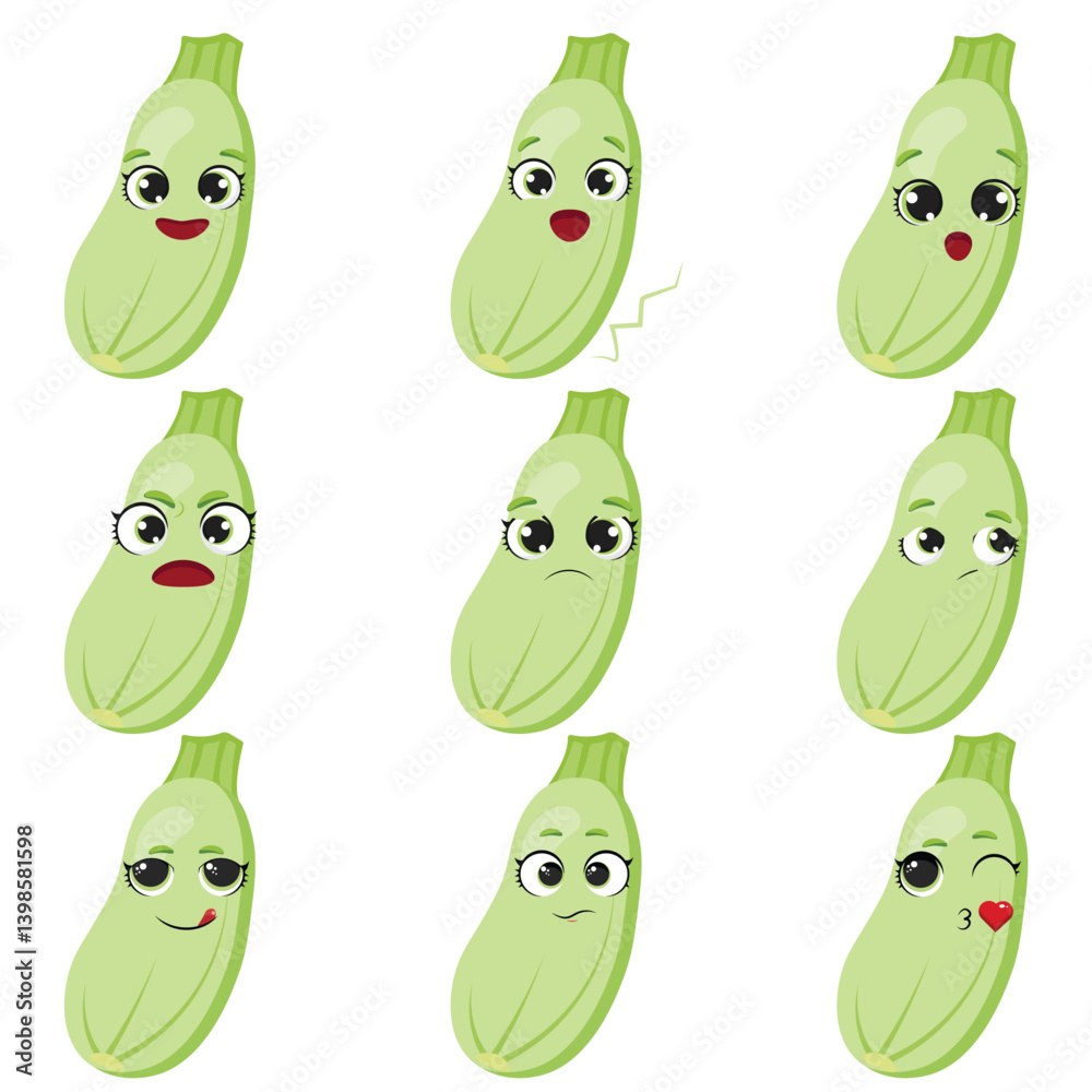 Zucchini character emotion face set Zucchini character emotion face set