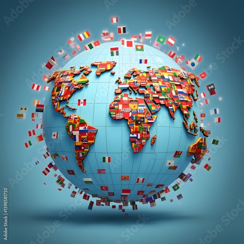 World Globe with National Flags
