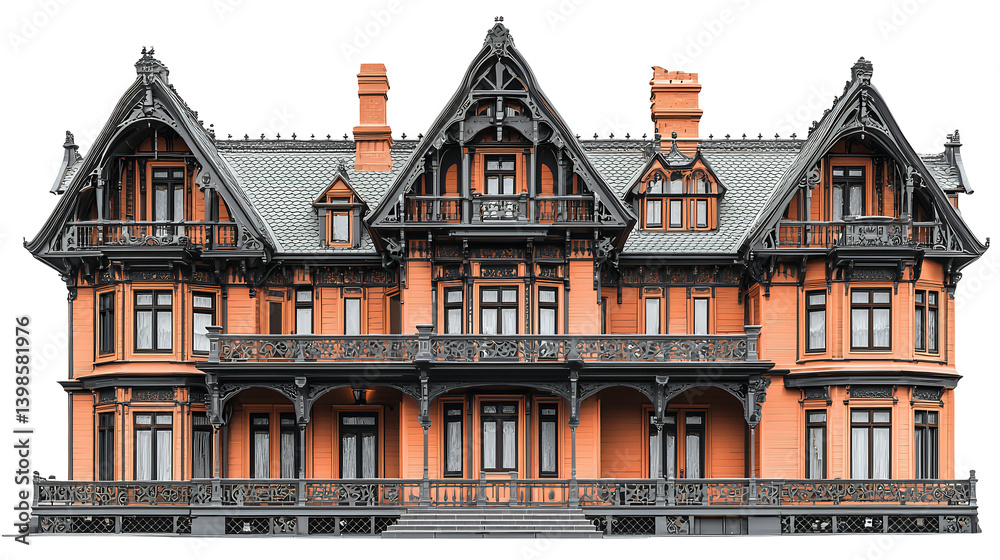 Fototapeta premium a model of a large house on a transparent background, PNG image, PNG file, Generative art.