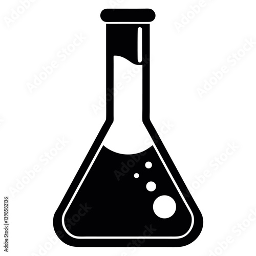 Simple black and white lab glassware icons set.