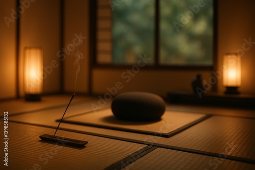 Quiet Meditation in a Serene Japanese Room With Incense and Soft Lighting