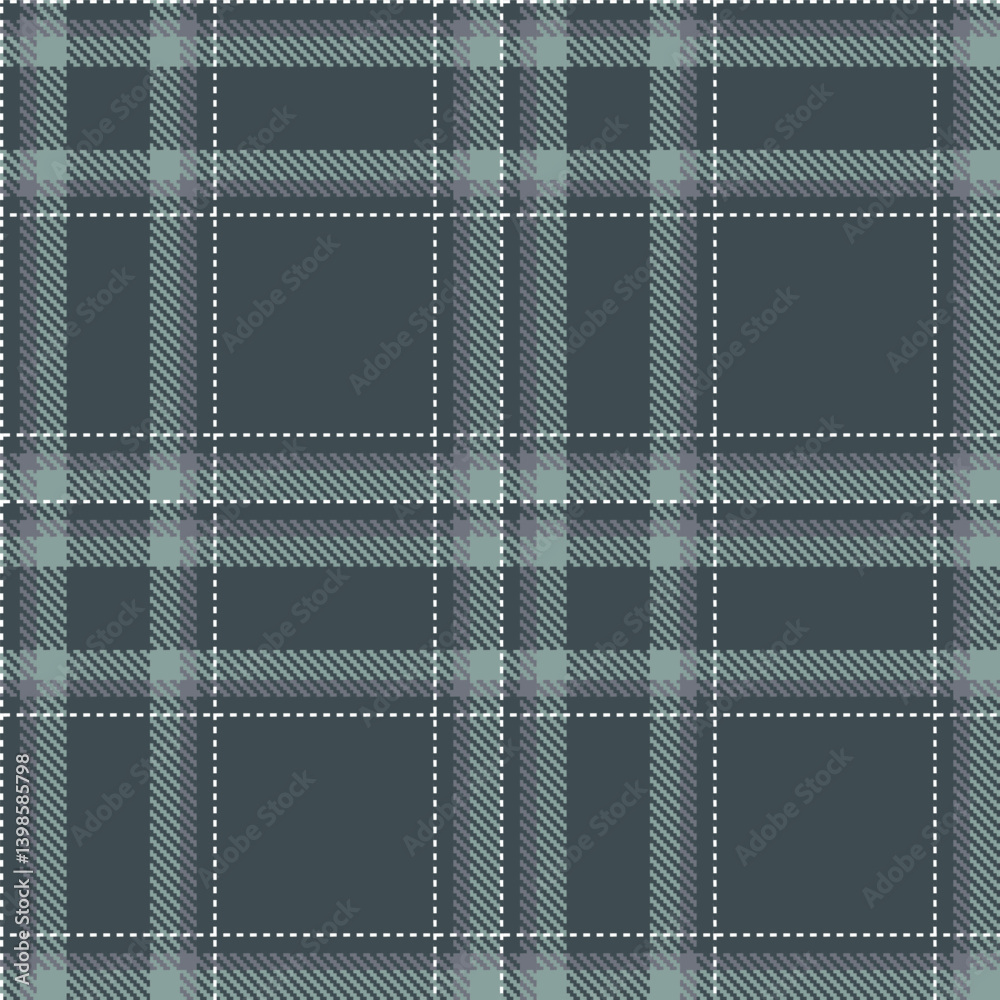 Naklejka premium Mellow charcoal grey Tartan patterns fabric texture. Elegant Muted white Seamless Tartan