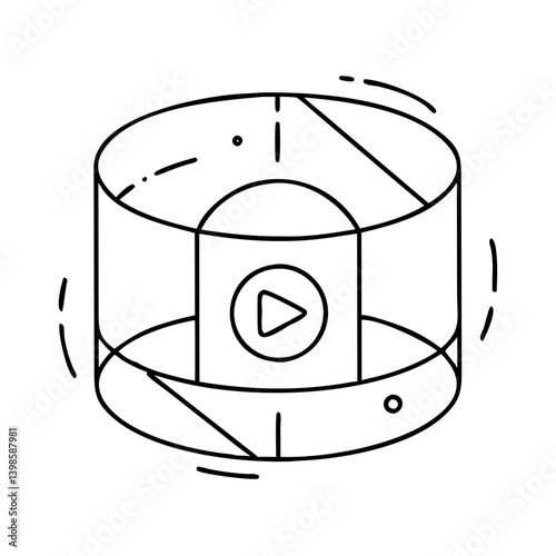 3D Virtual Reality Video Player Cylinder Metaverse Technology