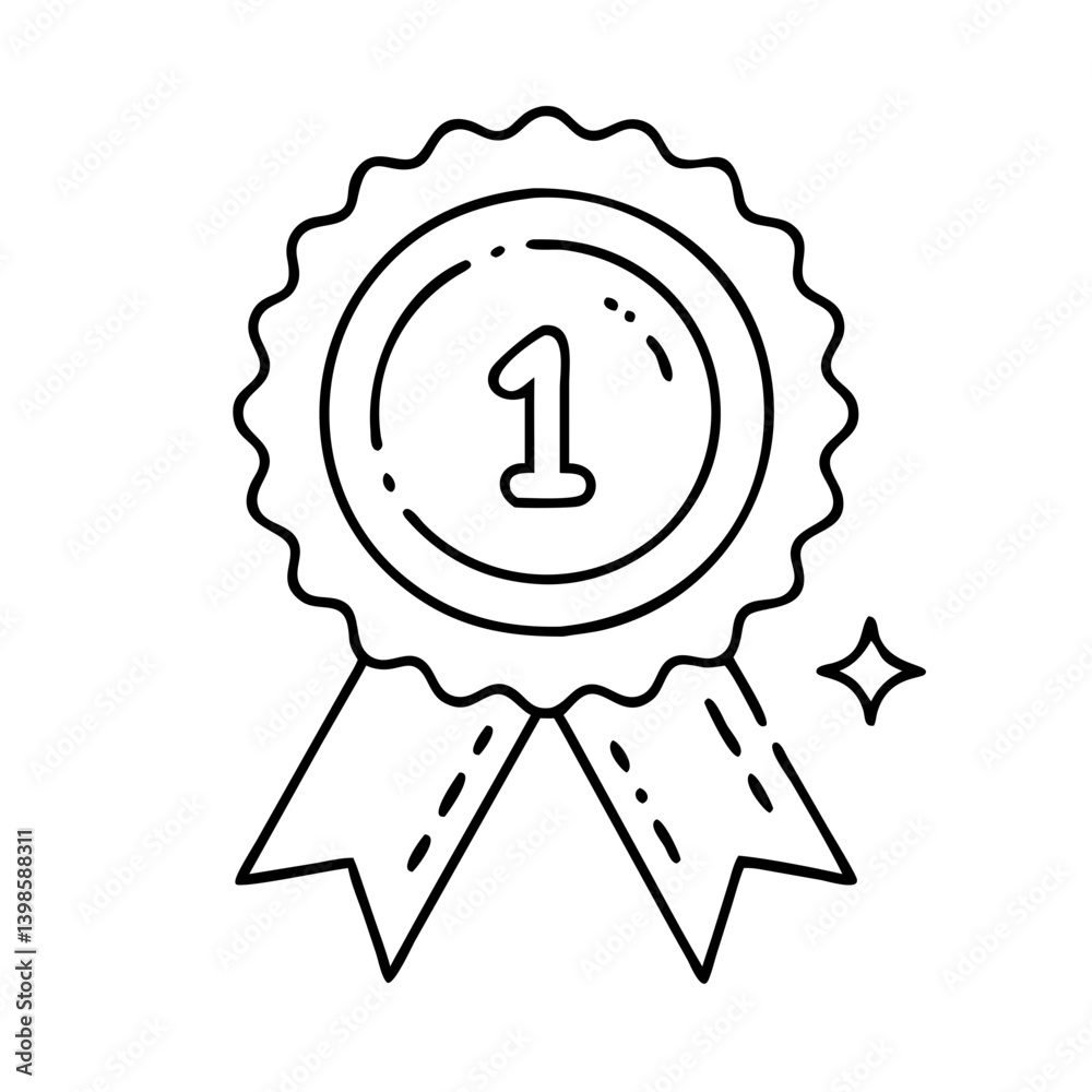 First Place Winner Award Medallion Badge Ribbon Illustration Graphic Design Element First Place Winner Award Medallion Badge Ribbon Illustration Graphic Design Element