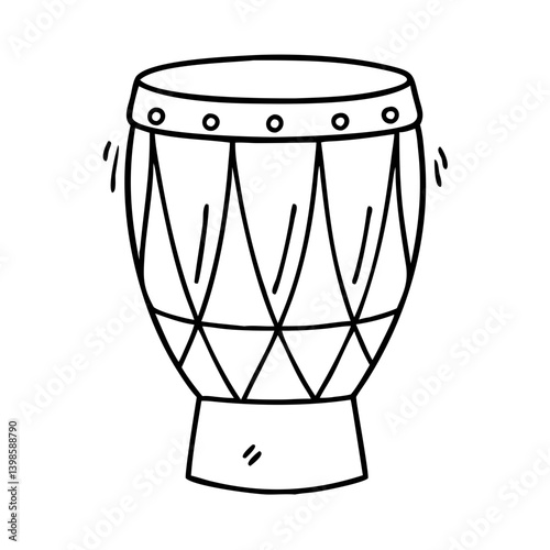 A Hand Drawn Illustration of a Traditional African Drum