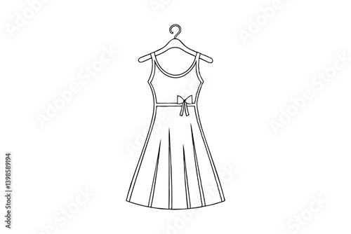 dress hanging on hanger outline