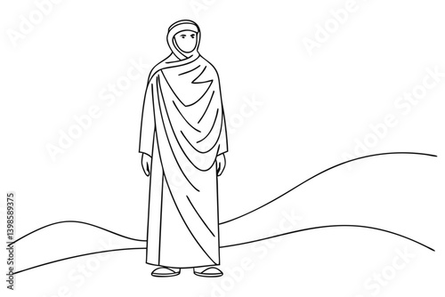 pilgrim in ihram attire drawing