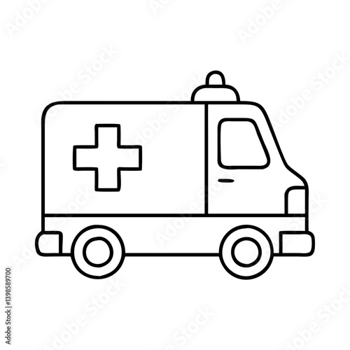 A Simple Line Drawing of an Ambulance Emergency Vehicle for Medical Transportation