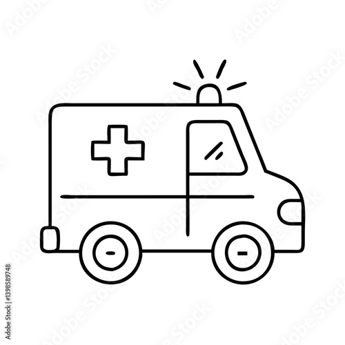 Simple Line Drawing of an Emergency Medical Service Ambulance