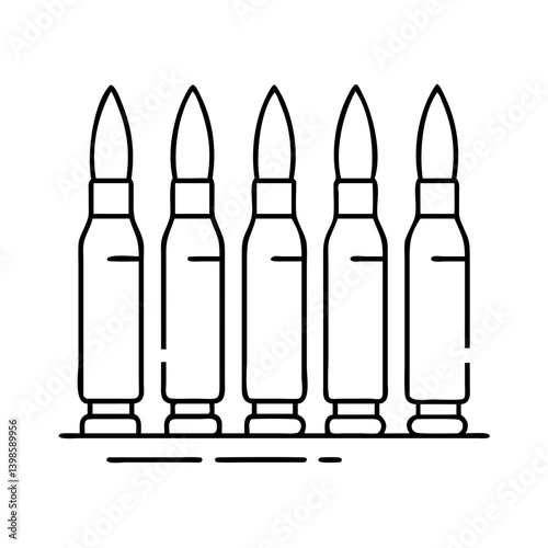 Five Bullets in a Row Clip Art Line Art Graphic Design Illustration
