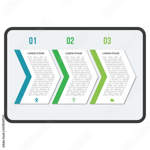 Arrow 3 steps infographic