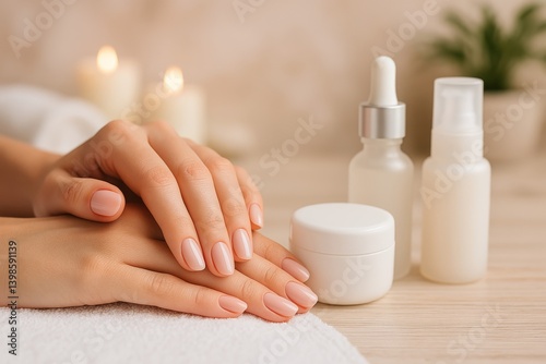 Hand Care and Pampering Session at a Serene Spa With Lotions and Towels Near ...