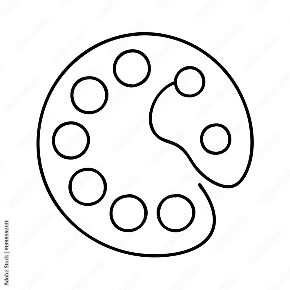 Artist's Palette Outline Illustration for Creative Design Projects and Painting Tutorials Artist's Palette Outline Illustration for Creative Design Projects and Painting Tutorials