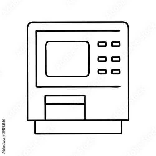 Hand Drawn Illustration of a Medical Device or Laboratory Machine with a Screen and Buttons