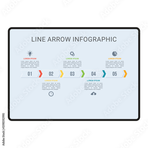 Arrow Line Infographic 5 steps