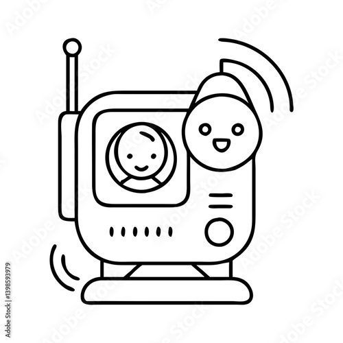 A Wireless Baby Monitor with a Happy Face Displaying a Baby's Image