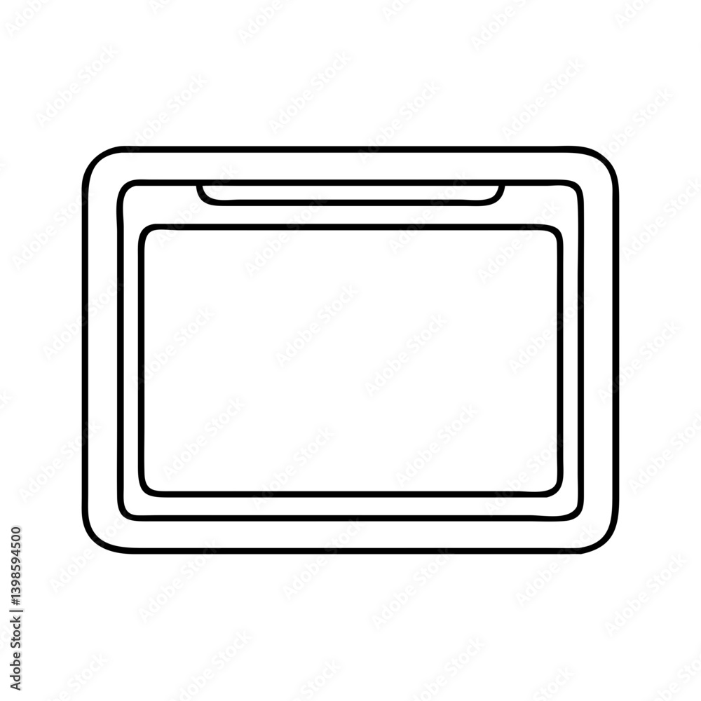 Simple Line Drawing of a Tablet or Handheld Device Screen Display Simple Line Drawing of a Tablet or Handheld Device Screen Display
