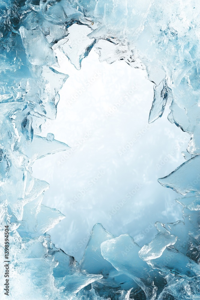 Winter-themed frozen border with frost lines and cold gradient hues