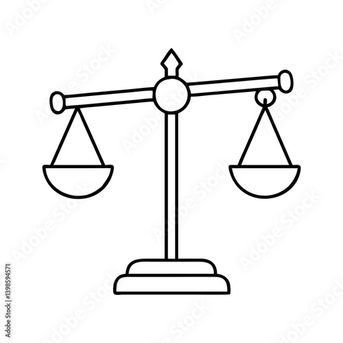 Simple Line Drawing of a Balance Scale Symbol of Justice and Equality