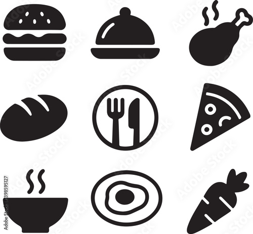 Food and restaurant icon set on white background