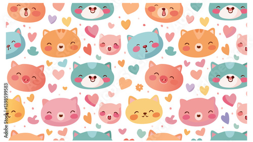 Kawaii Seamless Pattern with Cute Icons and Pastel Colors 2
