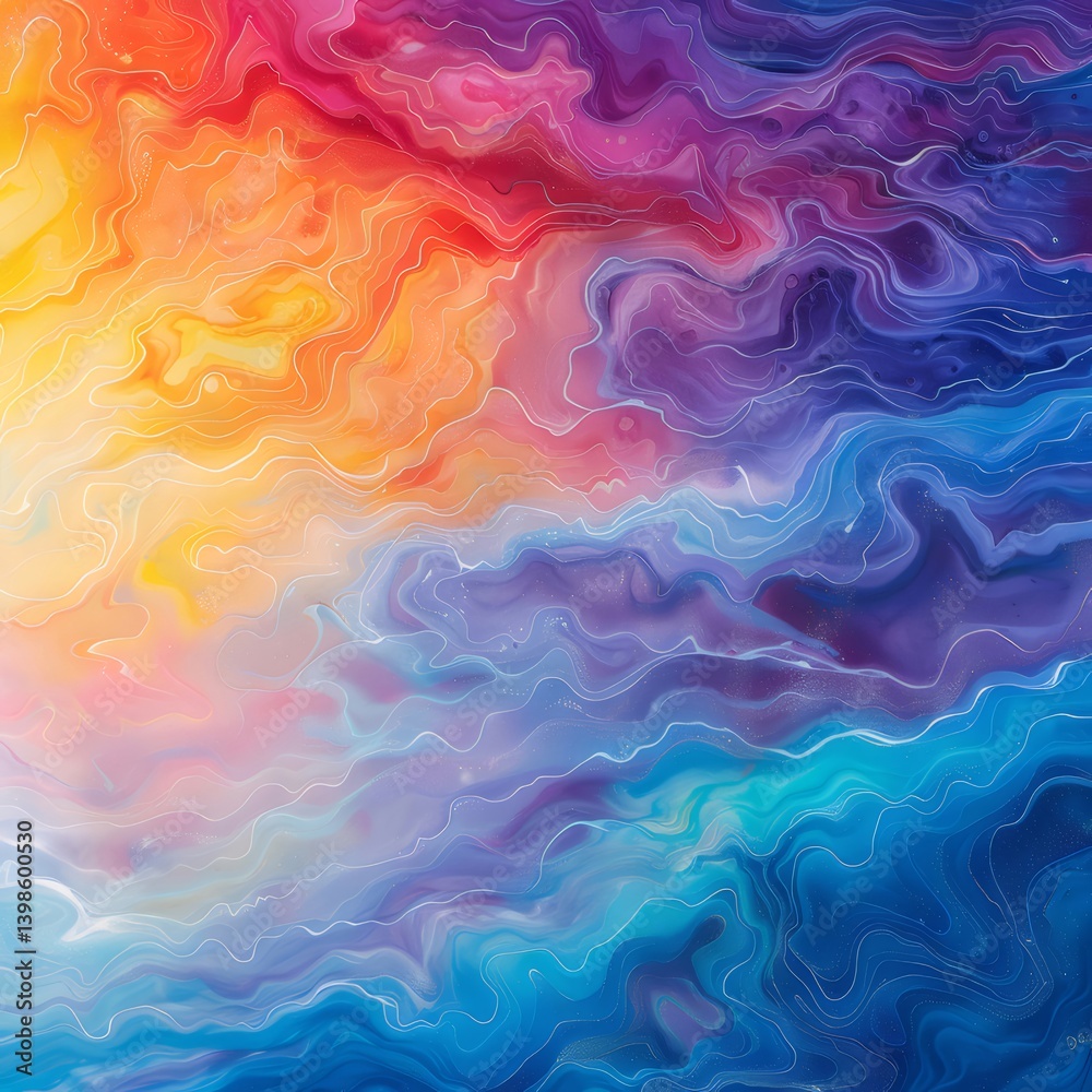 Vibrant Abstract Composition Featuring Swirling Waves of Color with Streaks of Light Vibrant Abstract Composition Featuring Swirling Waves of Color with Streaks of Light